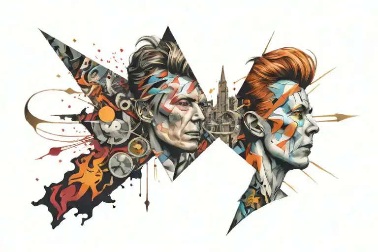 david bowie songs incorporated into the design incorporating elements tattoo design idea