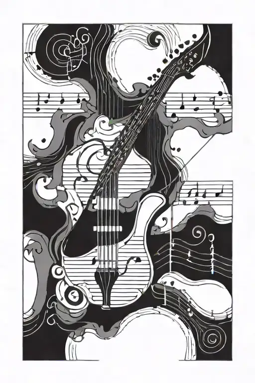 turn and face the strange line tattoo design incorporating musical notes tattoo design idea