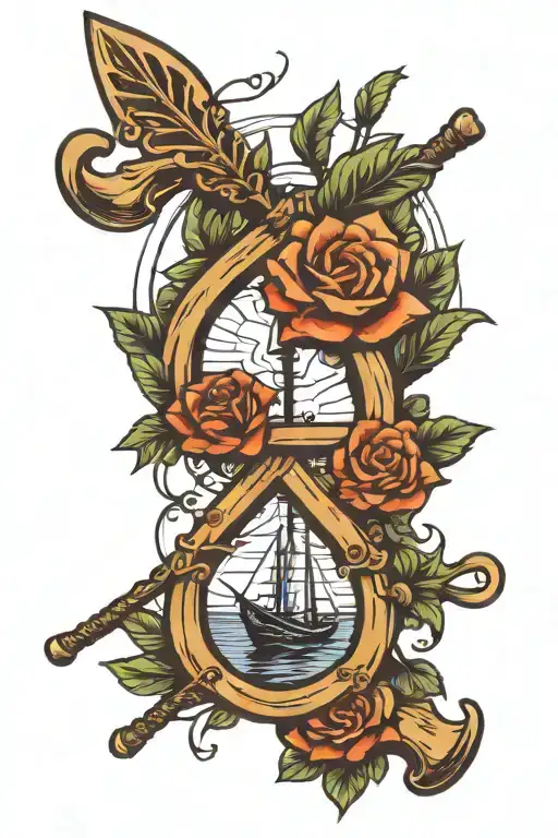 boat oar crossed together tattoo design idea