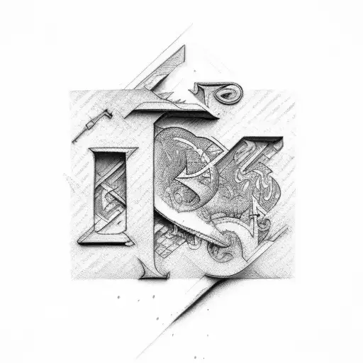 letter j with hidden letter t tattoo design idea