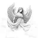 clouds with the Bible verse proverbs 3:5-6 with an angel  tattoo design idea