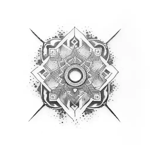 A dotwork tattoo of a capoeira roda surrounded by elements of nature, symbolizing the harmony between capoeira and the natural world tattoo design idea