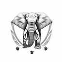 A powerful elephant adorned with military insignia, symbolizing loyalty, respect, and the strength of the army tattoo design idea