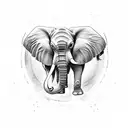 A powerful elephant adorned with military insignia, symbolizing loyalty, respect, and the strength of the army tattoo design idea
