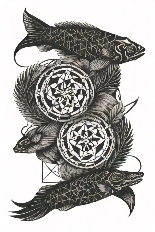 pisces capricorn zodiac tattoo design idea