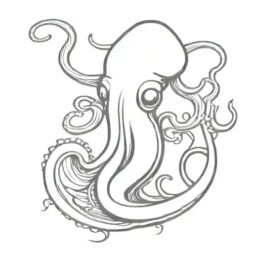 The squid holds alcohol and a cigar in its tentacles tattoo design idea