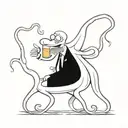 The squid holds whiskey in its tentacles and a cigar in the other tentacle  tattoo design idea