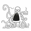 The squid holds whiskey in its tentacles and a cigar in the other tentacle  tattoo design idea