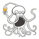 The squid holds whiskey in its tentacles and a cigar in the other tentacle  tattoo design idea