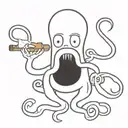 The squid holds whiskey in its tentacles and a cigar in the other tentacle  tattoo design idea