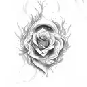 Phoenix rising grom ushes with burning roses around  tattoo design idea
