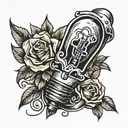 energuate word and light bulb tattoo design idea