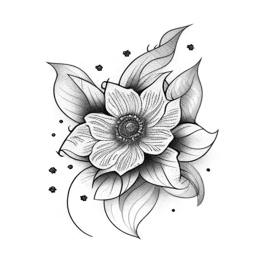 moonflower,moon, wild rose, feathers tattoo design idea