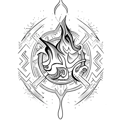 puzle piece with blue flame tattoo design idea