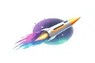 colorful retro spaceship exiting a black hole eating star tattoo design idea