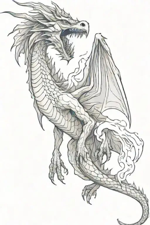 dragon breathing fire tattoo design idea