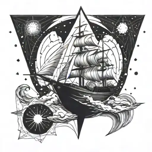 ship in space tattoo design idea