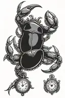 crab holding  pocket watch tattoo design idea