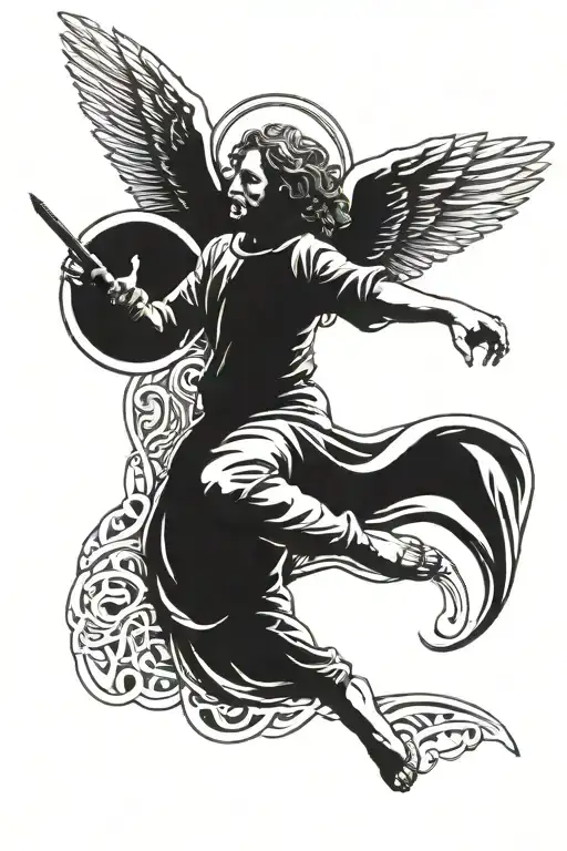 Aphex Twin logo combined with an angel playing tattoo design idea
