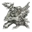 skeleton gunslinger with quote I'm your huckleberry tattoo design idea