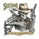 skeleton gunslinger with quote I'm your huckleberry tattoo design idea