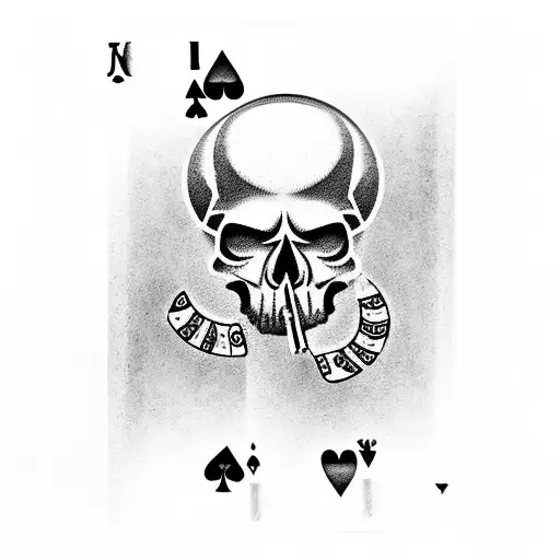 smoking cowboy skull with playing cards  tattoo design idea