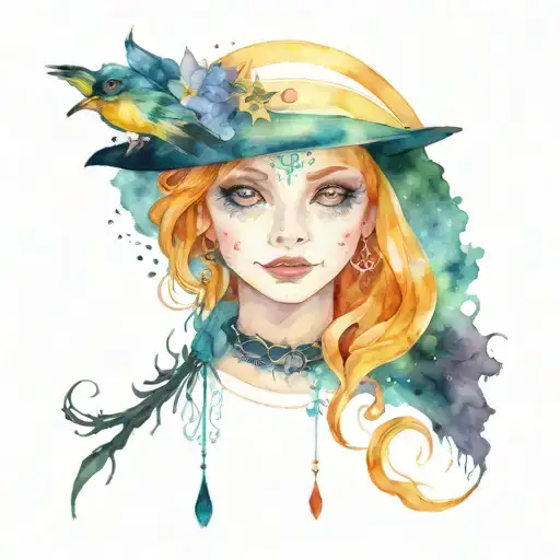 "Sparkle Sisters" witchy themes  tattoo design idea