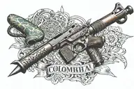 commando dagger combined with colombia country you've traveled tattoo design idea