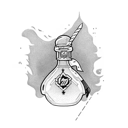 A tattoo of a thug's silhouette holding a bottle of whiskey tattoo design idea