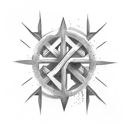 cross with words tattoo design idea