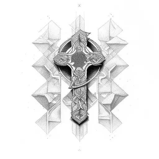 cross with words tattoo design idea
