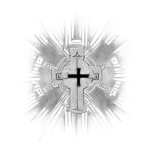 cross with words tattoo design idea