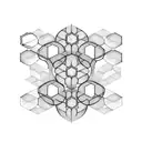 A shoulder piece featuring a symmetrical arrangement of hexagonal honeycomb cells, with each cell containing a different symbol representing the client's interests and hobbies. tattoo design idea