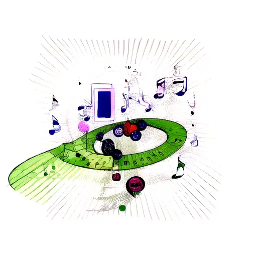 A music note merging with a finance graph, surrounded by Lord Shiva and gym equipment tattoo design idea