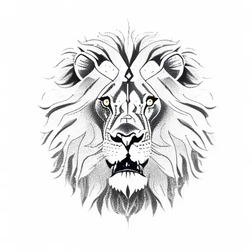 lion with broken clock on its eye tattoo design idea