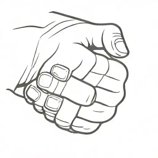holding a clenched fist as handshake tattoo design idea
