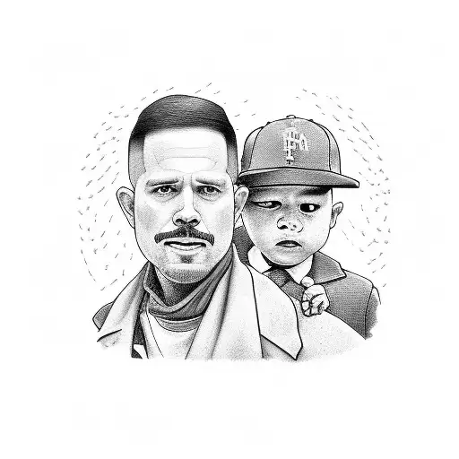 father and son at a mets game from the row behind tattoo design idea