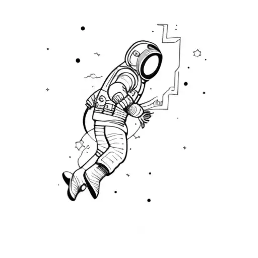 astronaut floating in space and a blackhole is reflecting from his helmet  tattoo design idea