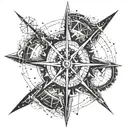 A geometric pattern inspired by traditional travel symbols like compasses and maps tattoo design idea