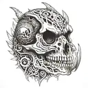 realistic Dinosaur skull tattoo design idea