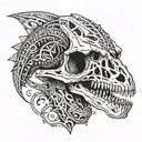 realistic Dinosaur skull tattoo design idea