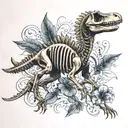 realistic Dinosaur skeleton with nordic paterns tattoo design idea
