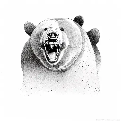 intimidating black bear facing front tattoo design idea