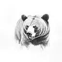 intimidating black bear facing front tattoo design idea