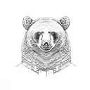intimidating black bear facing front tattoo design idea