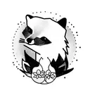 cute arctic fox tattoo design idea