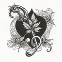 A tattoo design combining music notes and cannabis leaves intertwined, symbolizing the client's love for music and weed tattoo design idea