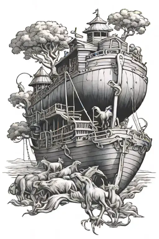 Noah's ark with Ruby gem tattoo design idea
