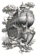Noah's ark with Ruby gem tattoo design idea