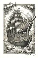 Noah's ark with Ruby gem tattoo design idea